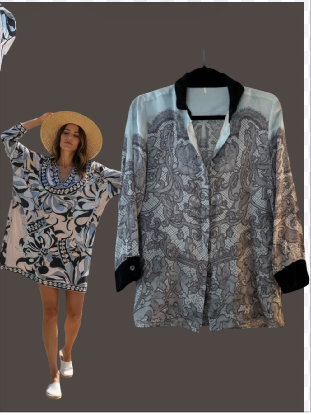Emilio Pucci Black and Gray Paisley Button-Front Blouse